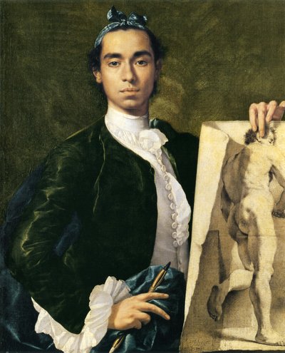 Portrait of the Artist Holding an Academy by Luis Egidio Melendez
